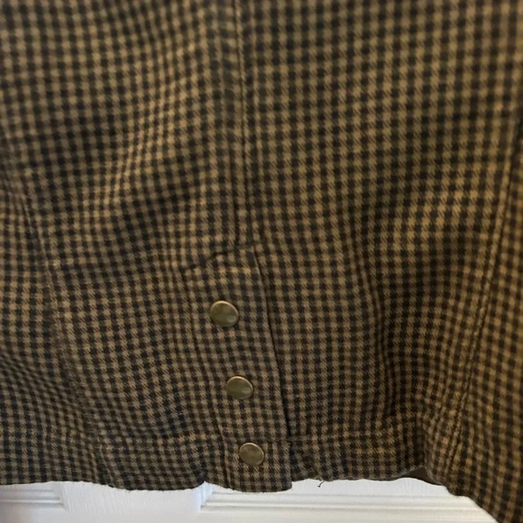 ! Anthropologie Hei Hei Green Double-Breasted Checker Print Military Jacket - Picture 5 of 6